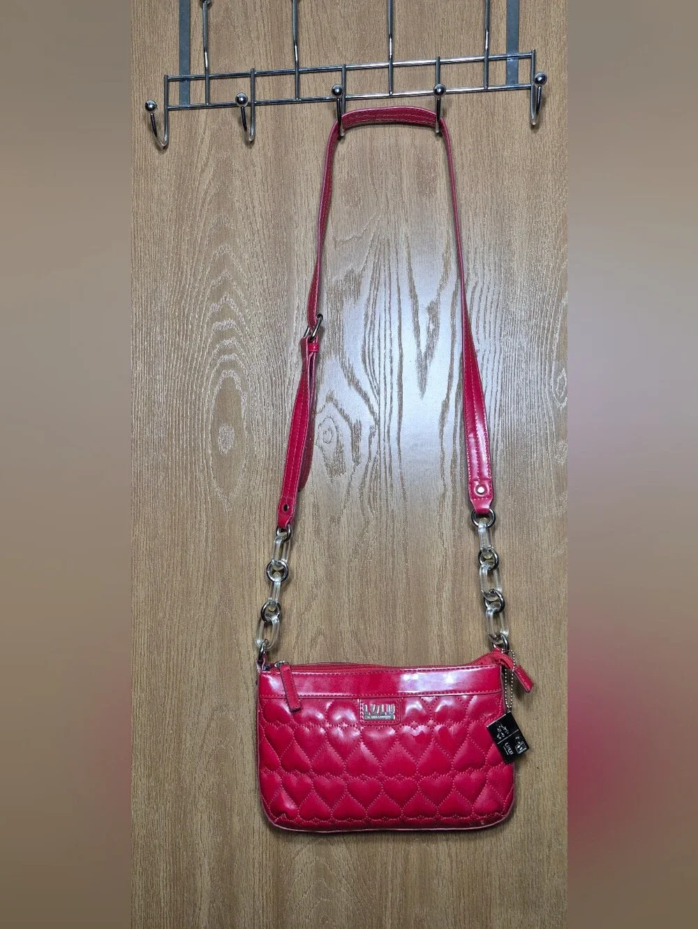 Lulu Guinness Red Heart-Shaped Quilted Crossbody Bag